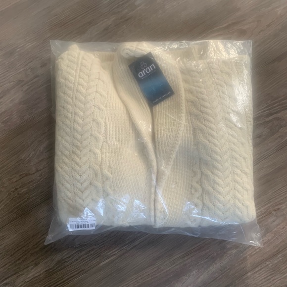 MEN’S WOOL CARDIGAN SWEATER ARAN LEGA /NATURAL-XL - Picture 3 of 5